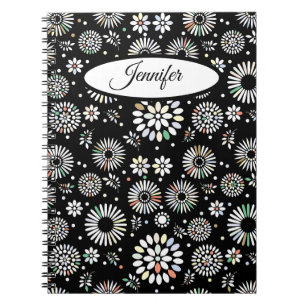 Geometric Floral Spiral Notebook