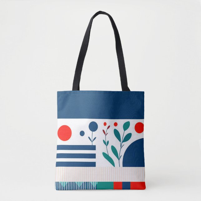 🔷 Geometric Floral Tote Bag For Modern Style 🔷 (Front)