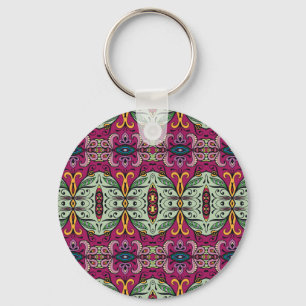 Geometric Floral Tribal Ethnic Doodle Key Ring