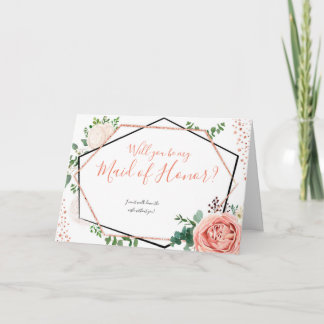 Geometric Floral Will You Be my Maid of Honour Invitation