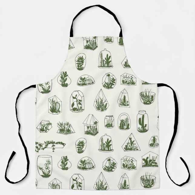 Geometric florarium with succulents pattern.  apron (Front)