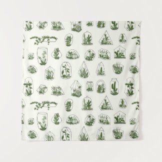 Geometric florarium with succulents pattern.  tapestry