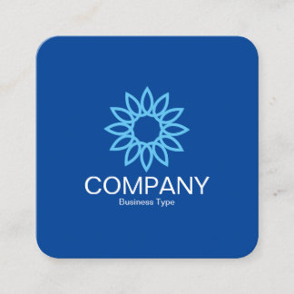Geometric Flower 01 - Deep Blue Square Business Card