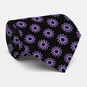 Geometric Flower 01 - Easter Purple on Black Tie