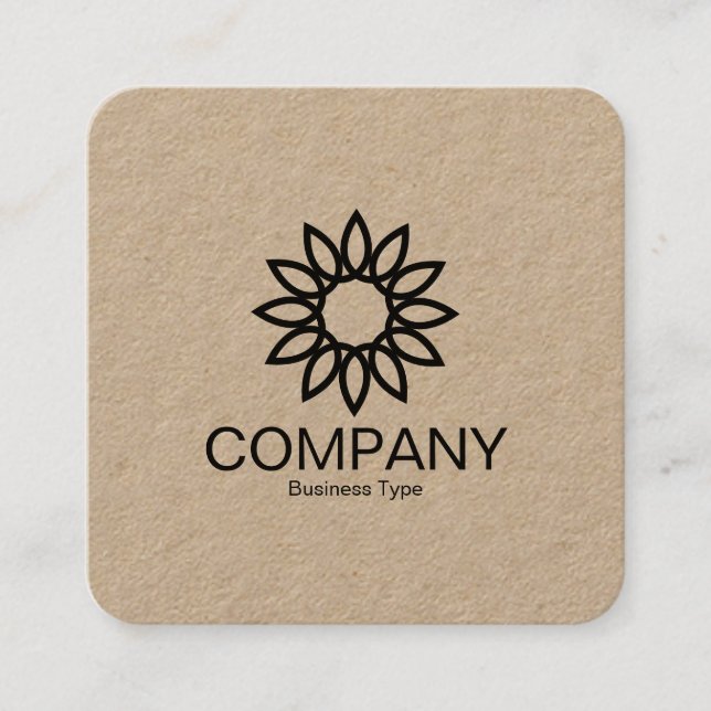 Geometric Flower 01 -  Kraft Square Business Card (Front)