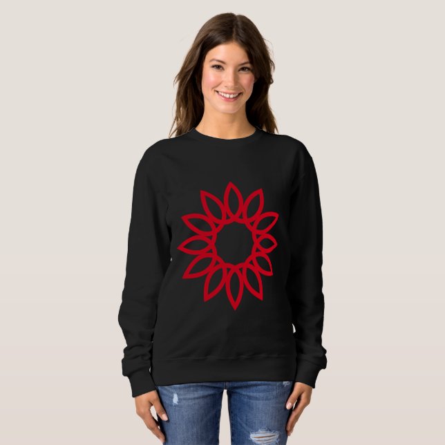 Geometric Flower 01 - Red Sweatshirt (Front Full)
