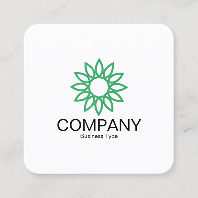 Geometric Flower 01 - White Square Business Card (Front)