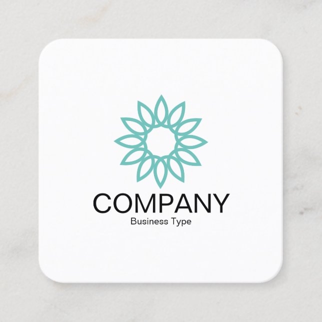 Geometric Flower 01 - White Square Business Card (Front)