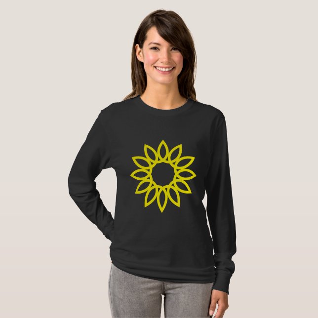 Geometric Flower 01 - Yellow T-Shirt (Front Full)