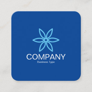 Geometric Flower 02 - Deep Blue Square Business Card