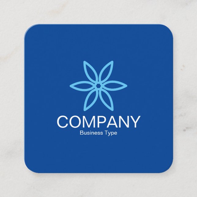 Geometric Flower 02 -  Deep Blue Square Business Card (Front)