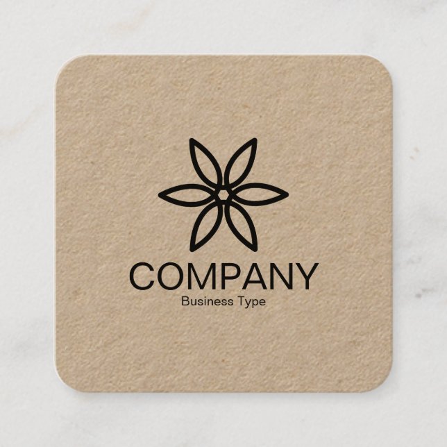 Geometric Flower 02 -  Kraft Square Business Card (Front)