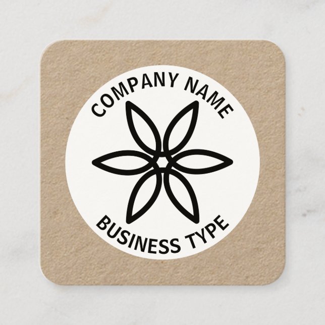 Geometric Flower 02 - kraft Square Business Card (Front)