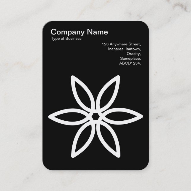 Geometric Flower 02 - White on Black Business Card (Front)