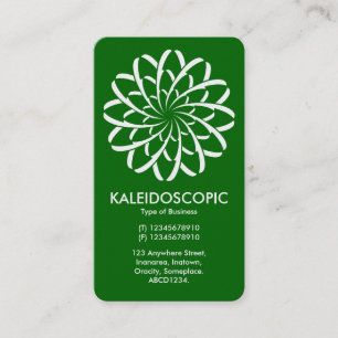 Geometric Flower 02 - White on Forest Green (Gold) Business Card