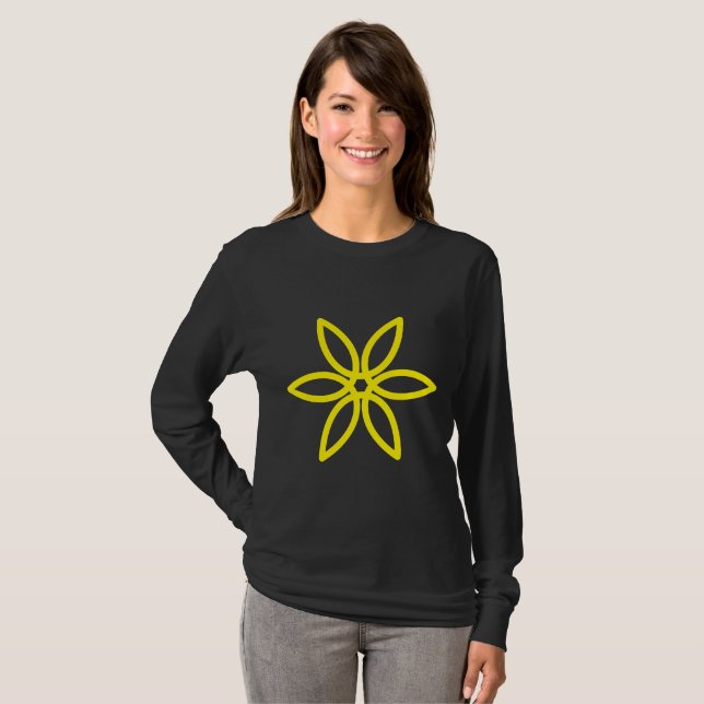 Geometric Flower 02 - Yellow T-Shirt (Front Full)