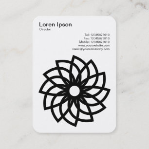 Geometric Flower 03 - Black on White Business Card