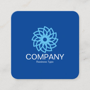 Geometric Flower 03 - Deep Blue Square Business Card