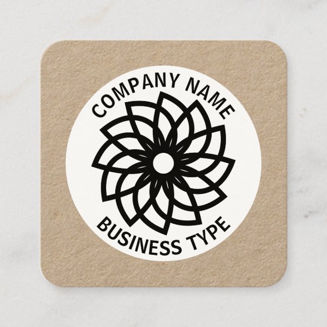 Geometric Flower 03 - kraft Square Business Card (Front)