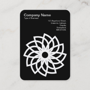 Geometric Flower 03 - White on Black Business Card