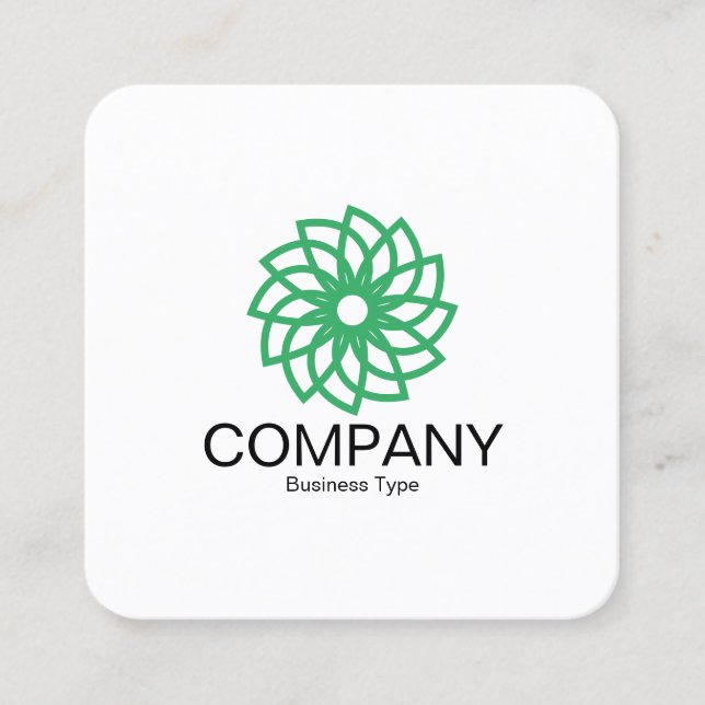 Geometric Flower 03 - White Square Business Card (Front)
