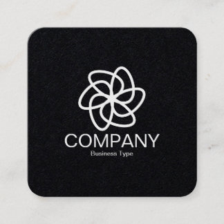 Geometric Flower 04 - Black Square Business Card