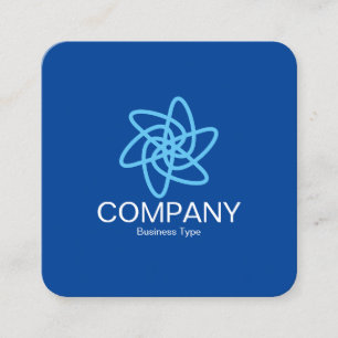 Geometric Flower 05 - Deep Blue Square Business Card