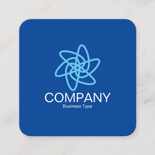 Geometric Flower 05 - Deep Blue Square Business Card (Front)