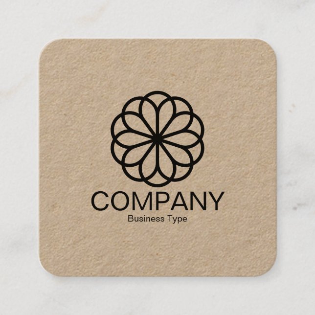 Geometric Flower 06 - Kraft Square Business Card (Front)