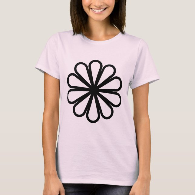 Geometric Flower 07 - Black T-Shirt (Front)