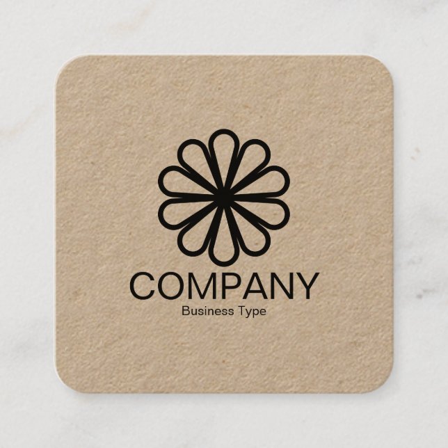 Geometric Flower 07 - Kraft Square Business Card (Front)