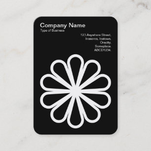 Geometric Flower 07 - White on Black Business Card
