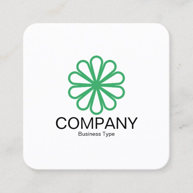 Geometric Flower 07 - White Square Business Card (Front)