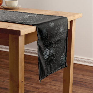Geometric Flower ~ Black Short Table Runner