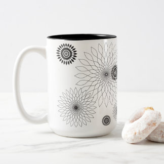 Geometric Flower ~ Black Two-Tone Coffee Mug