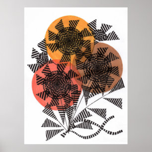 Geometric Flower Bouquet Abstract Art Po Poster