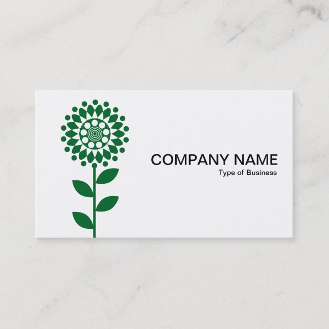 Geometric Flower - Forest Green on White Business Card (Front)