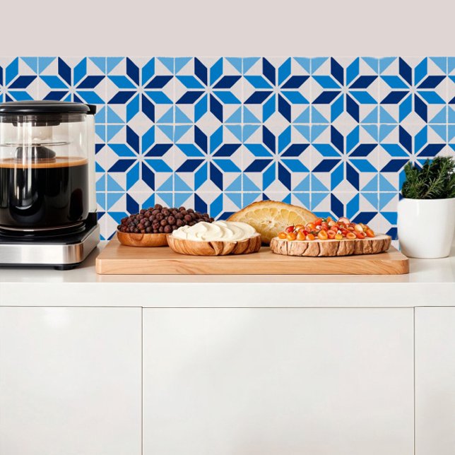 Geometric flower in shades of blue tile (Creator Uploaded)