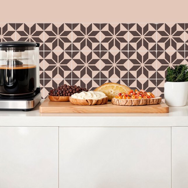 Geometric flower in shades of cream and chocolat tile (Creator Uploaded)