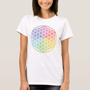 Geometric "Flower of Life" - rainbow colours - T-Shirt