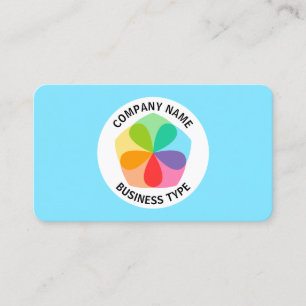 Geometric Flower - Pale Blue #7FE6FF Business Card