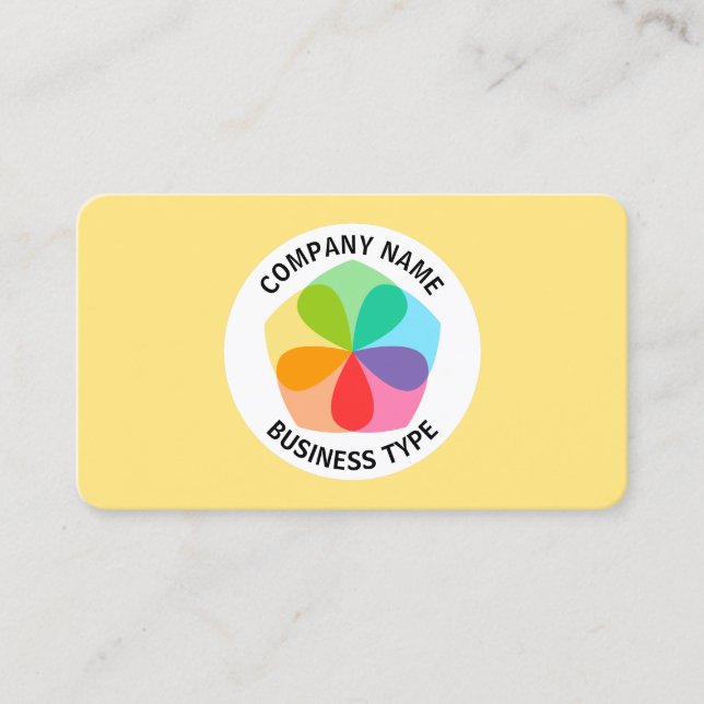 Geometric Flower -  Pale Yellow #FFE67F Business Card (Front)