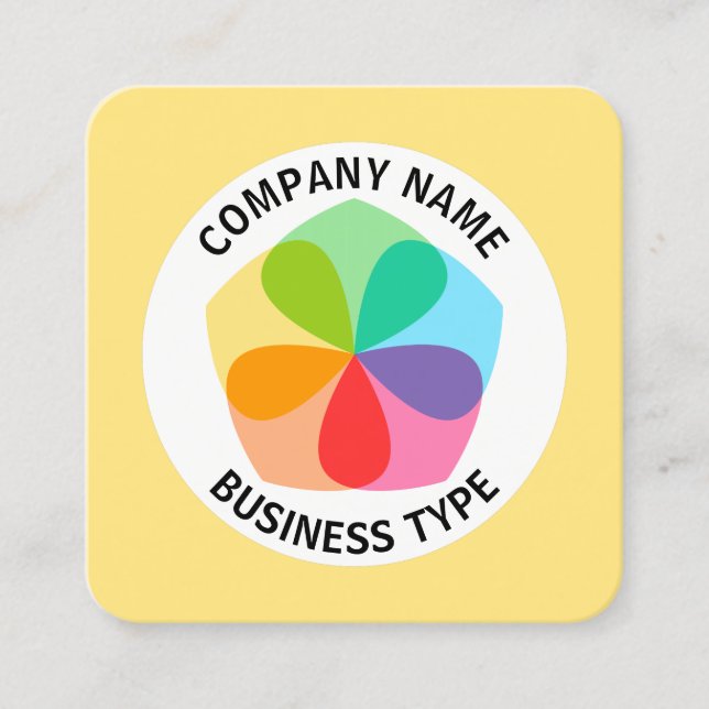 Geometric Flower - Pale Yellow #FFE67F Square Business Card (Front)