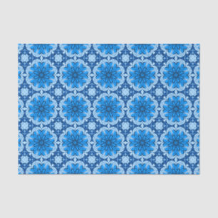 Geometric Flower Pattern in Cerulean & Light Blue  Tissue Paper