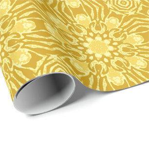 Geometric Flower Pattern - Mustard Gold and Yellow Wrapping Paper