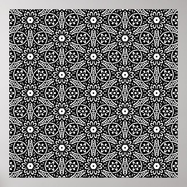 Geometric Flower Pattern Poster (Front)