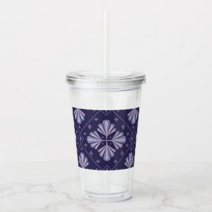 Geometric Flower Petals Abstract Repeat Pattern Acrylic Tumbler