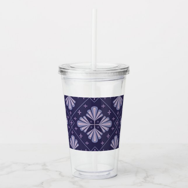 Geometric Flower Petals Abstract Repeat Pattern Acrylic Tumbler (Front)