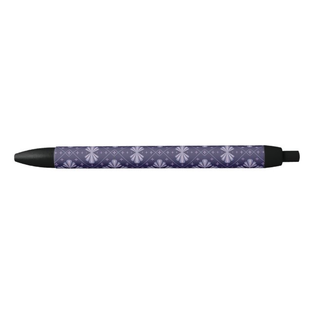 Geometric Flower Petals Abstract Repeat Pattern Black Ink Pen (Front)