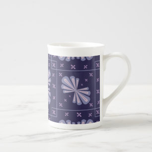 Geometric Flower Petals Abstract Repeat Pattern Bone China Mug